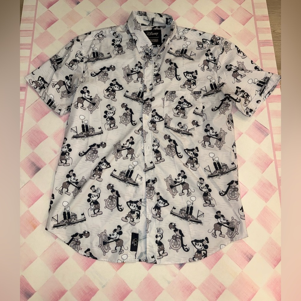 RSVLTS Disney ‘Steamboat Willie’ Mickey Mouse Button Up Shirt